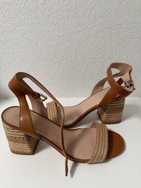 Aldo Cognac Braided Block Heel Sandals